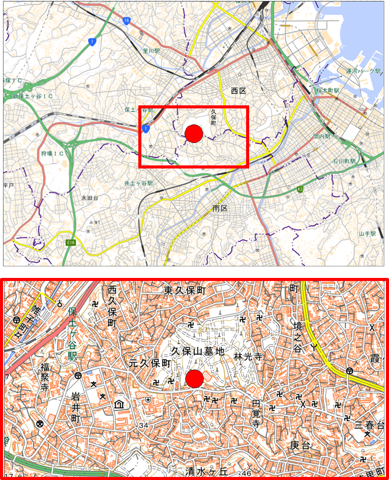 久保山墓地（位置図）