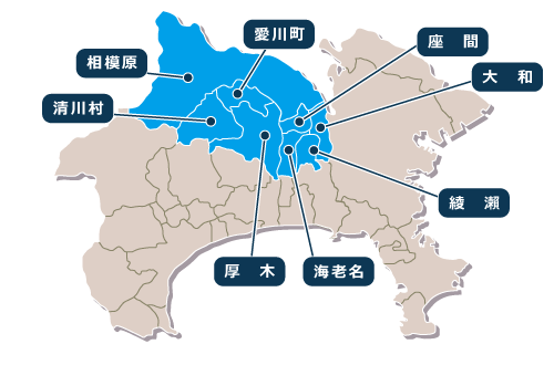 県央地域の地図