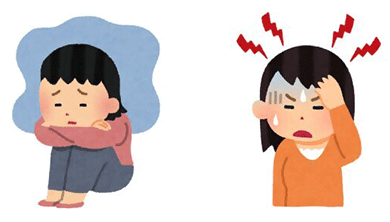 悩みが2週間以上つづき日常生活に支障をきたしている。過労、育児、介護、パワハラ、セクハラ、借金、病気などのストレスが溜まっている