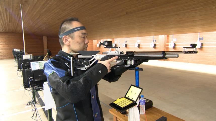 テレビ写真（射撃競技の永田選手）