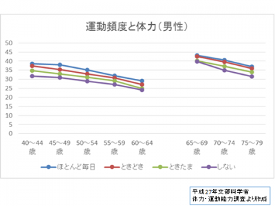 運動頻度と体力（男性）