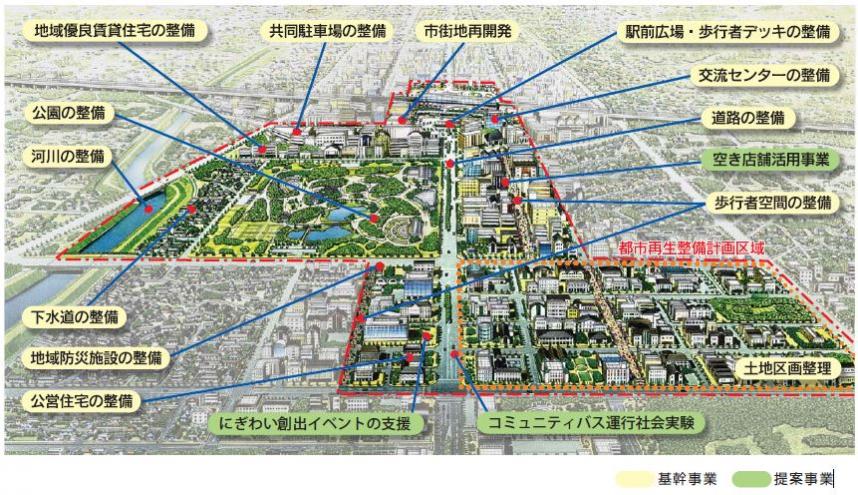 都市再生整備計画事業の事業イメージを示した図です。