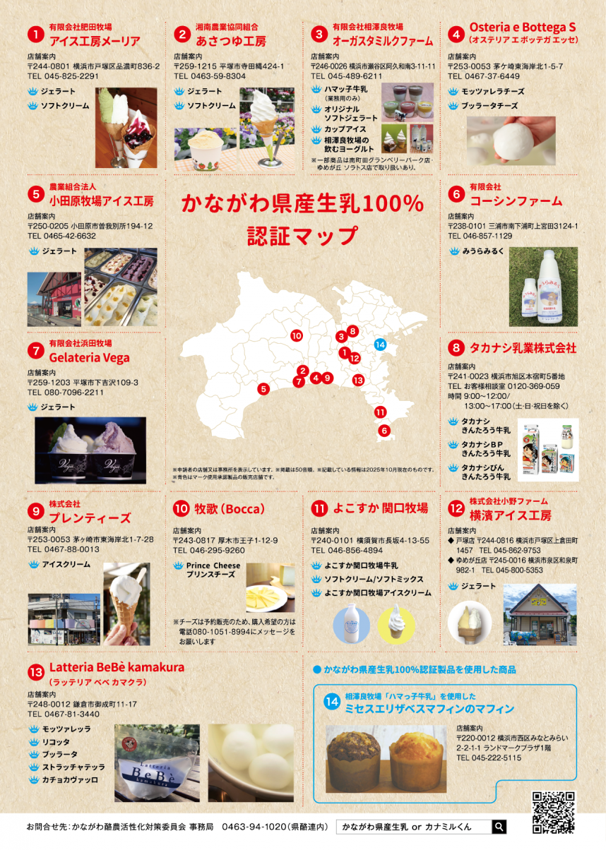 かながわ県産生乳100％認証マップチラシ2025
