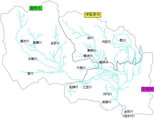 金目川水系の地図