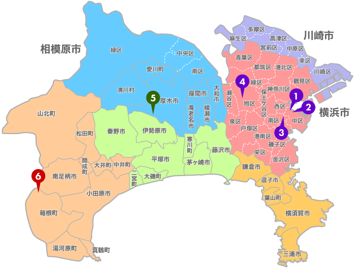 神奈川の観光地マップ-神奈川のほぼ中央をぬける東西横断ルート