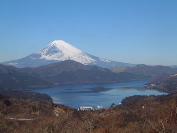 芦ノ湖と富士山の画像