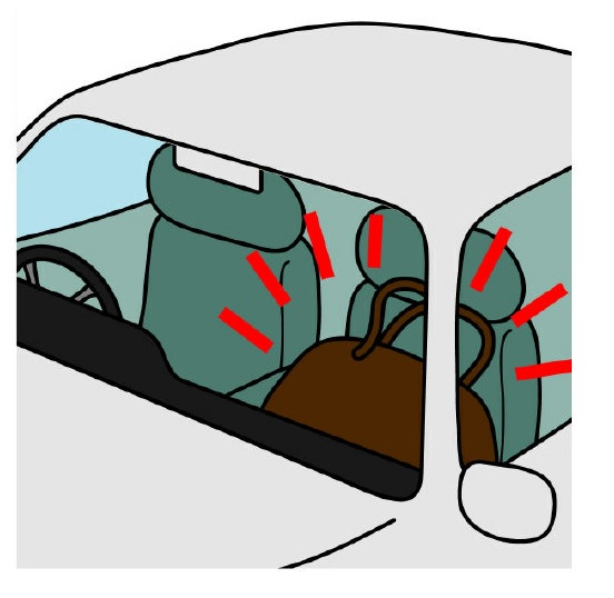 「車内にカバン放置」のイラスト