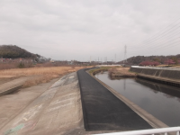 二級河川引地川（大庭遊水地）越流堤補修工事完成写真