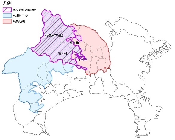 県央地域の水源林地図