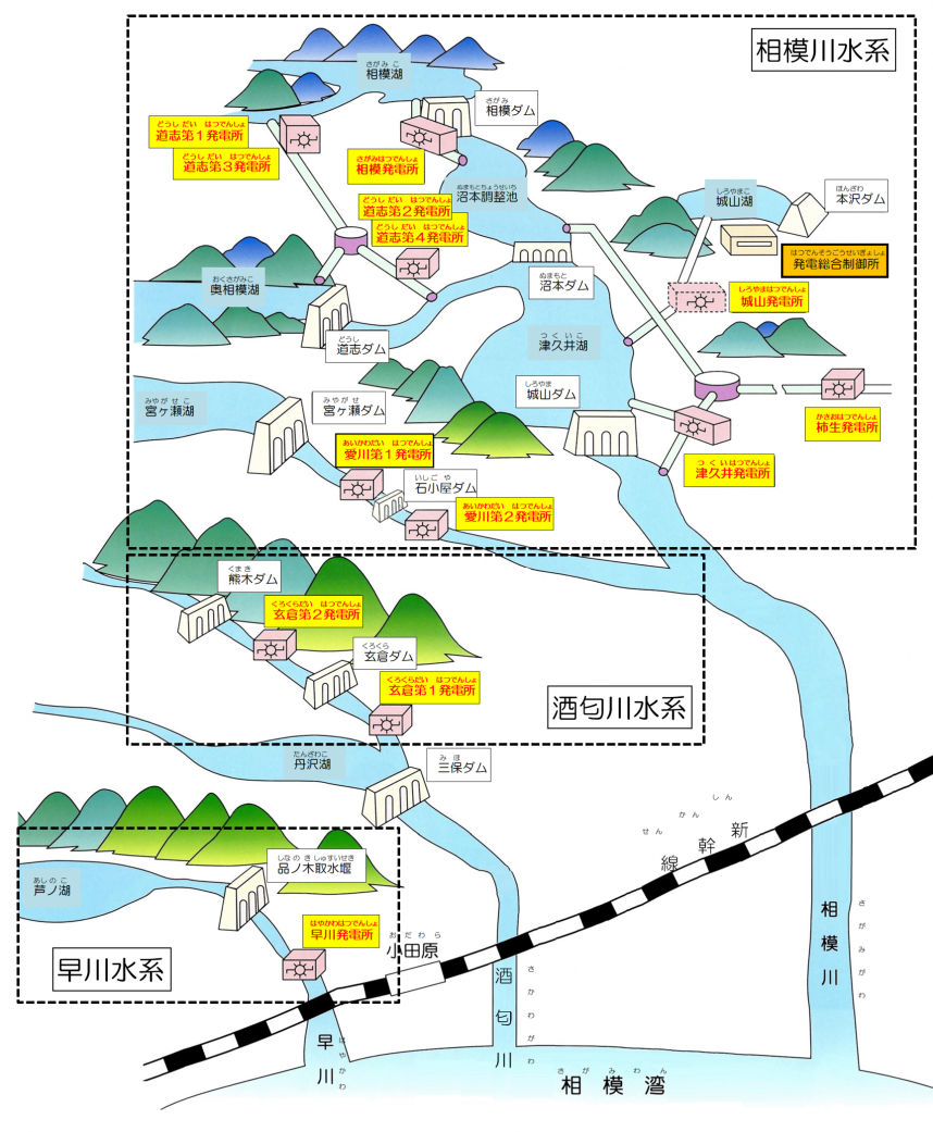 県営水力発電所の位置の概要図