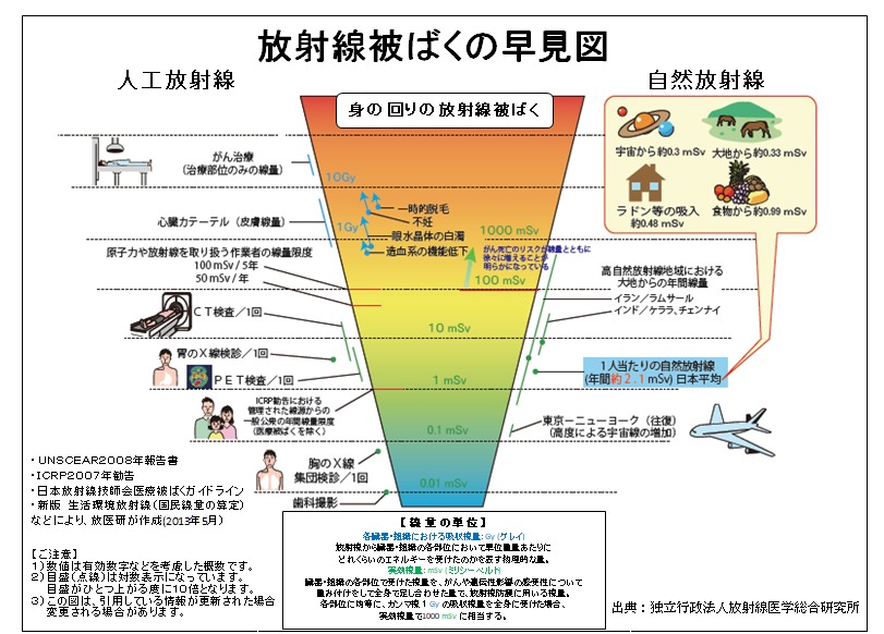 放射線被ばくの早見図