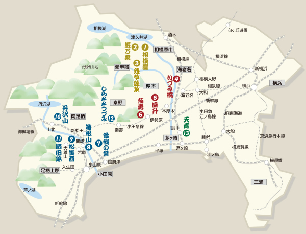 神奈川県、日本酒、酒蔵マップ