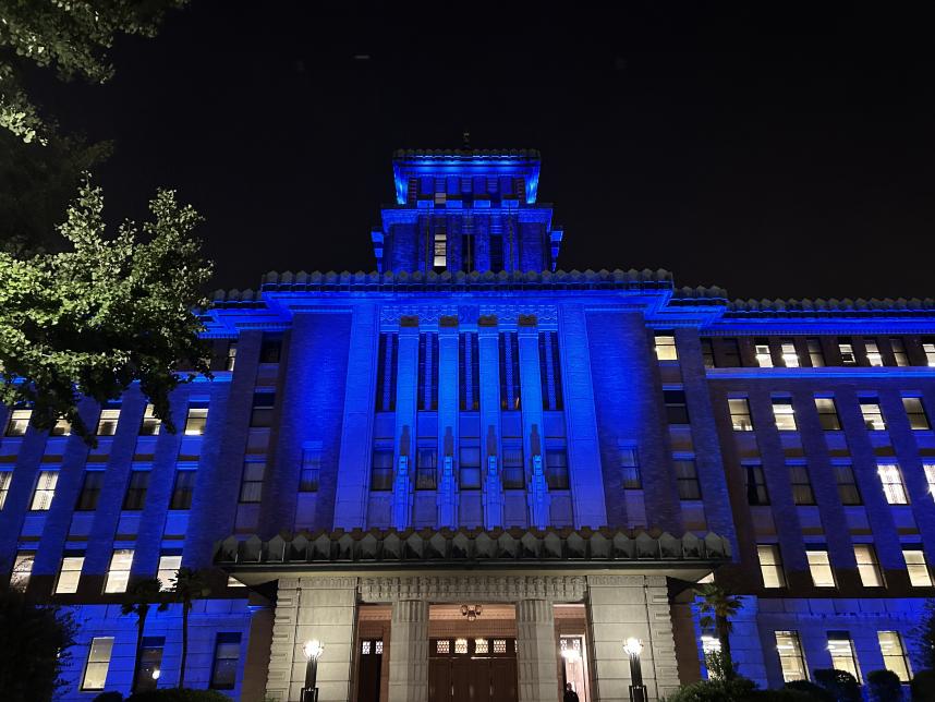 世界脳卒中デーライトアップ写真