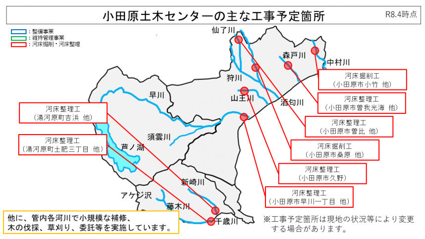 R8小田原土木センターの主な工事箇所