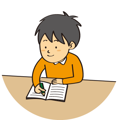 ノートに字を書く男の子