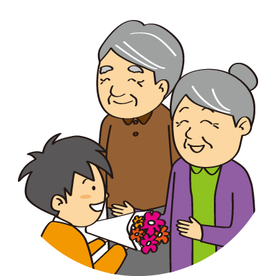 お花をプレゼントしている男の子