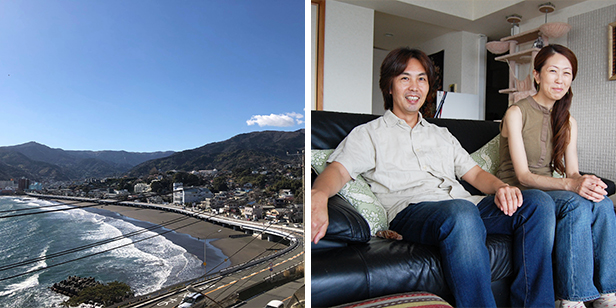 海岸写真と賀来宏さん（仮名）夫妻