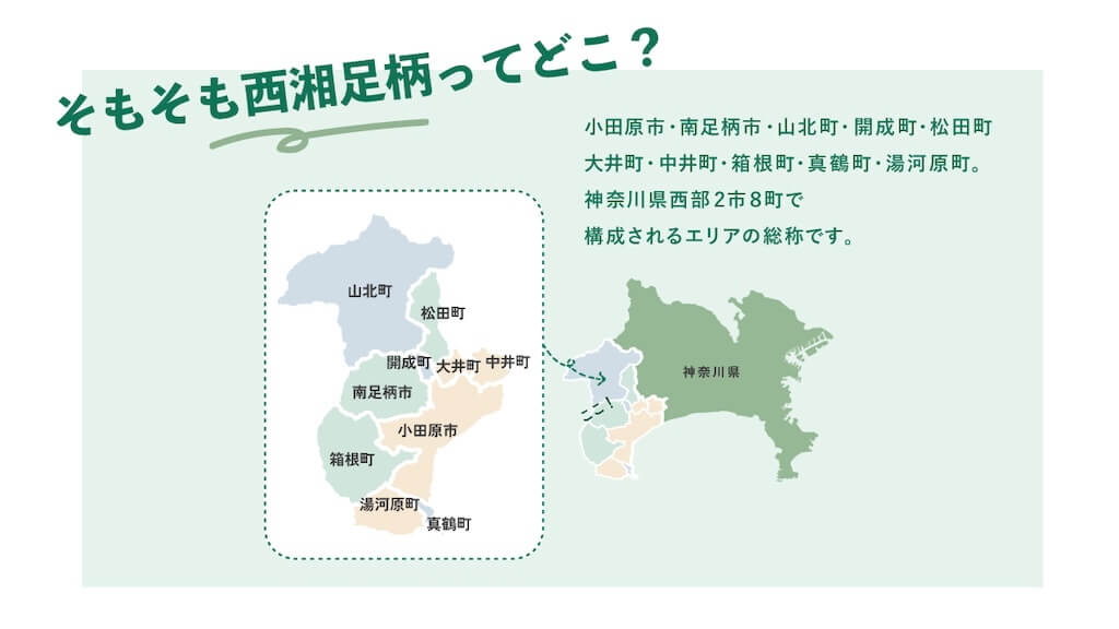 神奈川県と西湘足柄の地図