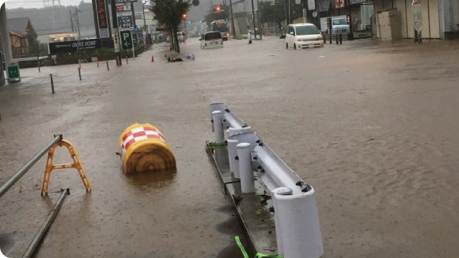 冠水した道路の様子
