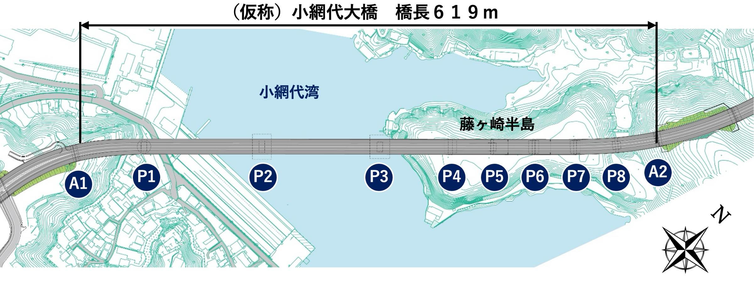 (仮称)小網代大橋完成時の平面図