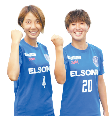 右：松本 茉奈加（まつもと まなか）選手（副キャプテン） 左：畑中 美友香（はたなか みゆか）選手