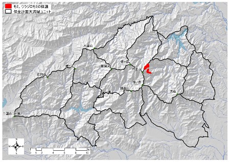 図:モミ、ウラジロモミの保護活動を行った位置