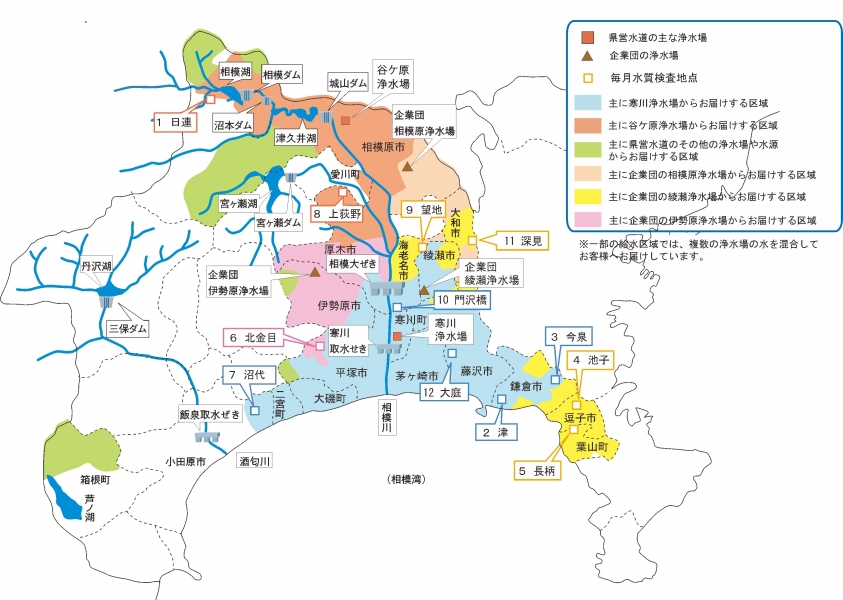 神奈川県営水道の毎月水質検査地点