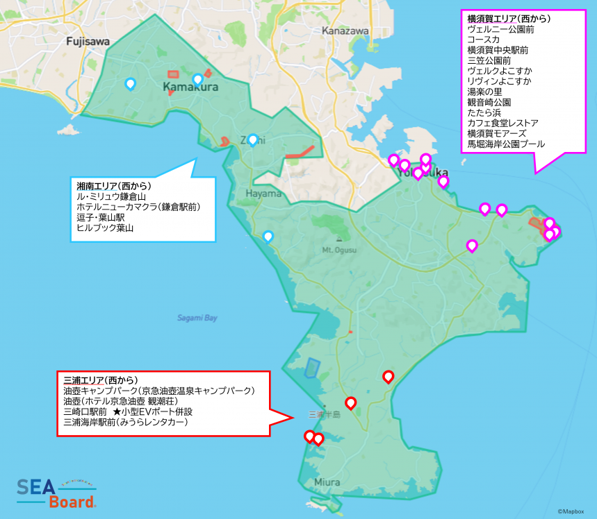 走行可能範囲を示したマップ