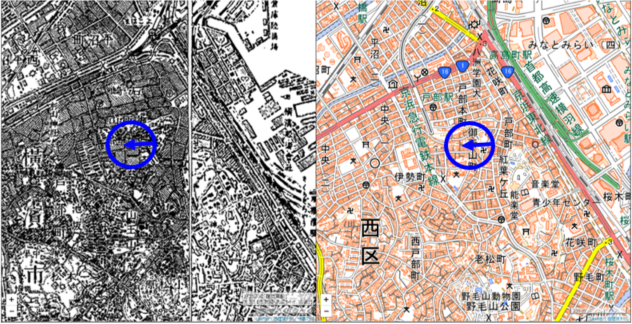 横濱市戸部尋常小学校（位置図）