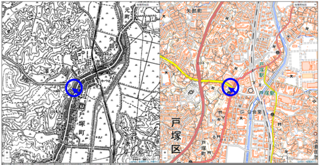 戸塚町の隧道（位置図）