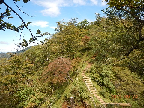 9月24日塔ノ岳山頂色づき始め