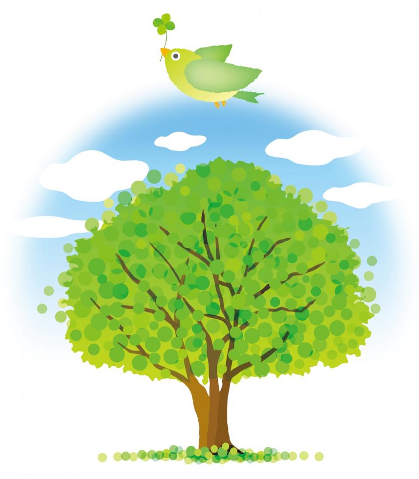 小鳥と木のイラスト