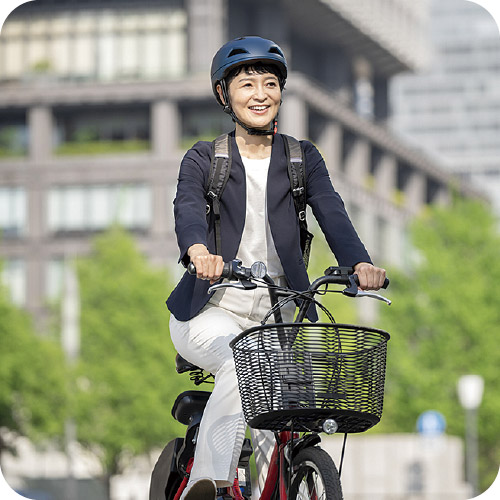 サイクリングしている写真