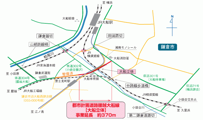 腰越大船線位置図