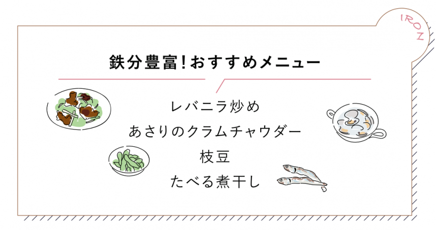 鉄分豊富なメニュー
