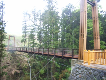 あいかわ公園の吊り橋「森のわたり橋」
