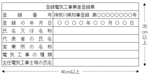 登録業者の標識例