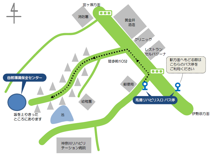 地図：バス停からの道のり