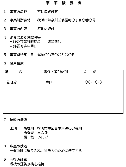 事業概要書記載例