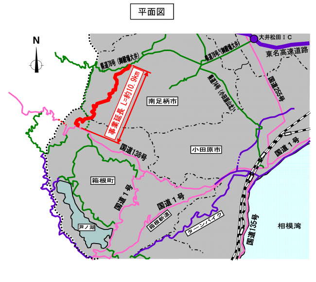 はこね金太郎ライン位置図