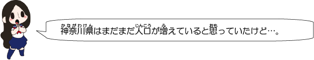 神奈川県はまだまだ人口が増えていると思っていたけど…。