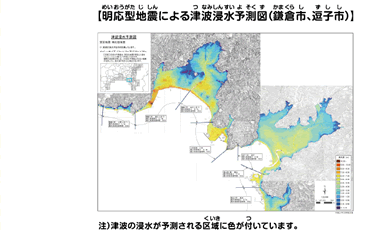 明応型地震による津波浸水予測図（鎌倉市、逗子市）