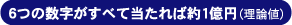 6つの数字がすべて当たれば約1億円