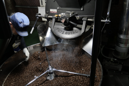 コーヒー豆の状態確認風景