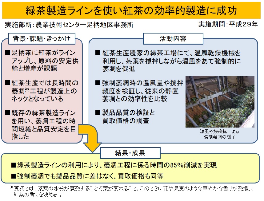 緑茶製造ラインを使い紅茶の効率的製造に成功