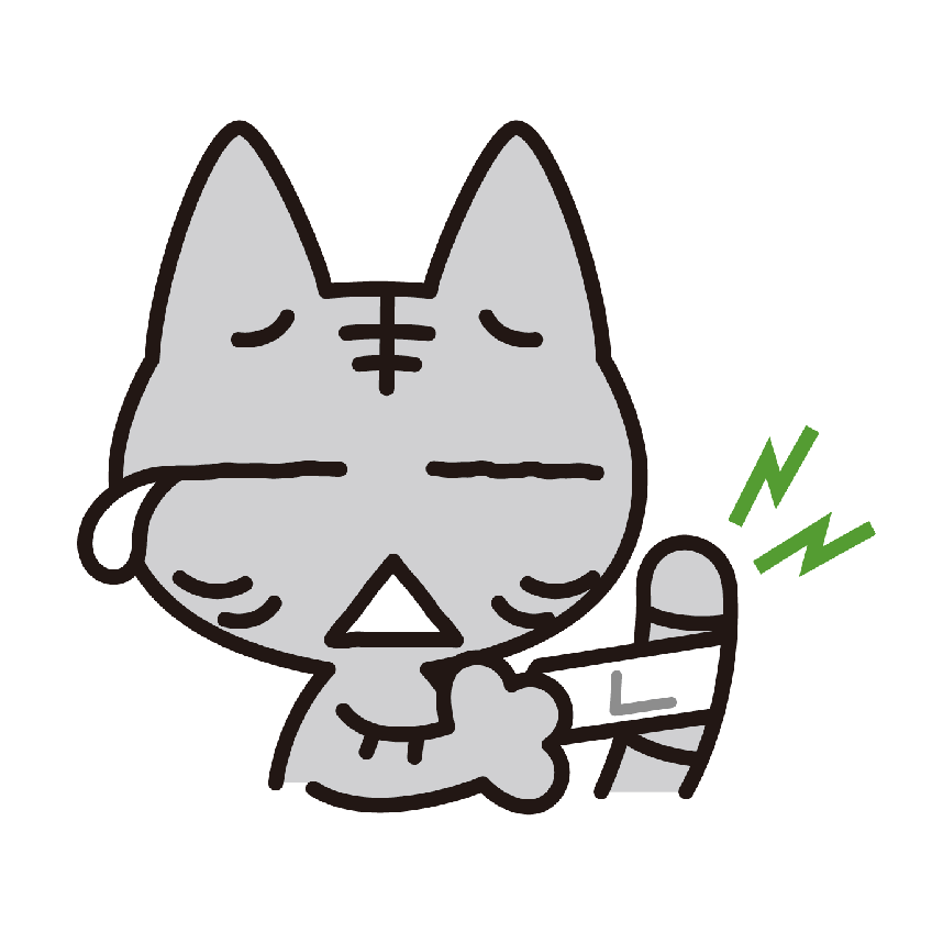 ケガをして泣くニャン吉