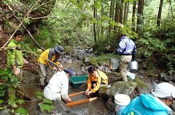 写真：人工産卵場造成の様子