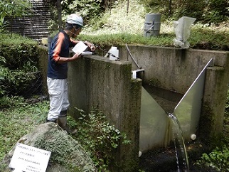 写真：流量観測施設での水質測定状況