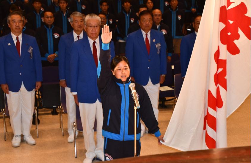 第74回国体神奈川県選手団団結式の様子