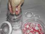 写真：容器に薄切り赤ダイコンを入れる（2枚目）